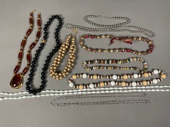 Variety Of Costume Jewelry Including Beaded Necklaces And Chains, Napier And Les Bernard