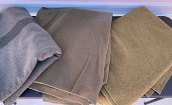 Three Nice Vintage Wool Military Army Blankets