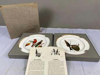Pair Of Ray Harm Collector Bird Plates Featuring The Barn Swallow & Cardinal