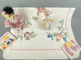 Cute Walt Disney Bambi And Friends Quilt, Peggy Cloth Book, Plakie Products Cloth Book, Doll & Stuffed Bear