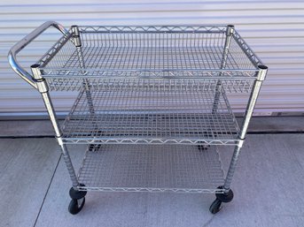 2 Tier Rolling Metal NSF Heavy-Duty Utility Cart With Locking Wheels By Seville Classics