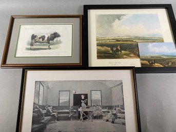 Three Framed Prints Of Historical Images Including Fort Union And Winslow Homer, The Country School