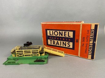 Vintage Lionel Train #3656 Operating Cattle Car With Ramp O Scale Original Box Postwar