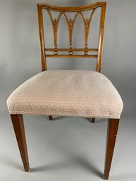 Vintage, Solid Wood Chair With Upholstered, Pink Seat