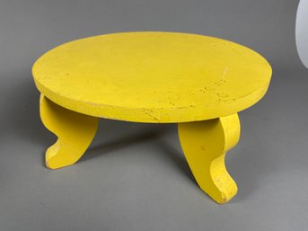 Cute Vintage Yellow Wooden Child's Stool Or Seat