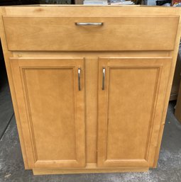 Maple Colored Wood Veneer Base Kitchen Cabinet With 1 Drawer & Bottom Storage - Never Installed