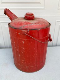 Vintage Metal Deluxe Gas Can Container With Wooden Handle Cap And Lid By Schlueter Mfg Co