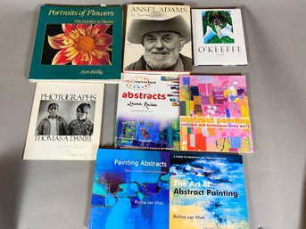 8 Hard And Softcover Books On Abstract Painting & Ansel Adams, Portraits Of Flowers, O'Keeffe