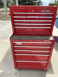 Vintage Metal Craftsman Double Decker Tool Box Cabinet, 14 Drawers