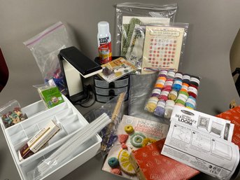 Lot Of Miscellaneous Craft Supplies Including A Melissa & Doug Loom And 13 Watt Folding Task Lamp