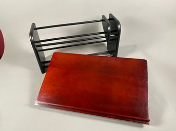 Wooden Swiveling Bookholder And Black Wooden Rack For CD's Or Small Books