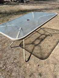 Glass Top Porch Table, Patio Furniture, Metal Frame