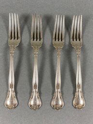 Set Of 4 Sterling Silver Dinner Forks, Gorham Chantilly Pattern, Monogram, 165 Grams, Lot 2