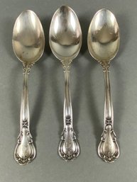 Set Of 3 Sterling Silver Serving Or Tablespoons, Gorham Chantilly Pattern, Monogram, 190 Grams, Lot 1