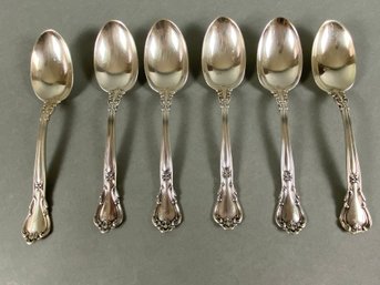 Set Of 6 Sterling Silver Continental Teaspoons, Gorham Chantilly Pattern, 155 Grams, Lot 1