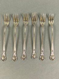 Set Of 6 Sterling Silver, Cocktail Or Seafood Forks, Gorham, Chantilly Pattern, 75 Grams, Lot 1