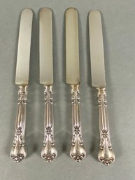 Set Of 4 Sterling Silver, Dinner Knives, Gorham, Chantilly Pattern, 305 Grams, Lot 1