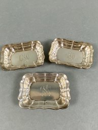 Set Of 3 Sterling Silver, Ashtrays, Reed & Barton, Windsor 958, 60 Grams