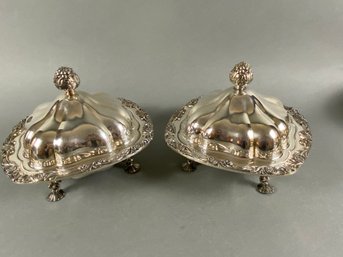 Pair Of Silverplate, Footed Lidded Serving Dishes, English Silver Manufacturing Company