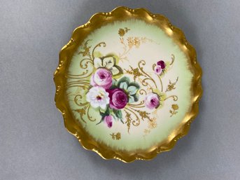 Beautiful Limoges France, Cake Or Serving Plate, Heavy Gold Gilding, Floral, Blakeman & Henderson