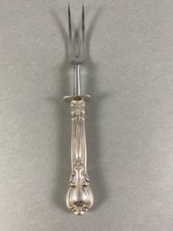 Large Stainless-Prong, Sterling Handle, Roast Carving Fork, Gorham Chantilly, 135 Grams