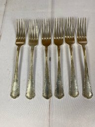 Six Vintage Or Antique Sterling Silver Dinner Forks, Towle Petit Point Pattern, 263 Grams