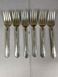 Six Vintage Or Antique Sterling Silver Salad Forks, Towle Petit Point Pattern, 226 Grams