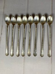Eight Vintage Or Antique Sterling Silver Iced Tea Spoons, Towle Petit Point Pattern, 248 Grams