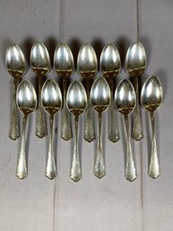 Twelve Vintage Or Antique Sterling Silver Teaspoons, Towle Petit Point Pattern, 348 Grams