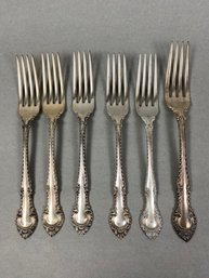 Six Sterling Silver Dinner Forks By Gorham Silver In The English Gadroon Pattern, 306 Grams