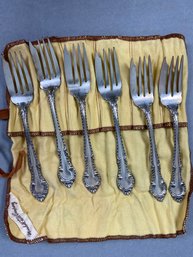 Six Sterling Silver Salad Forks By Gorham Silver In The English Gadroon Pattern, 229 Grams