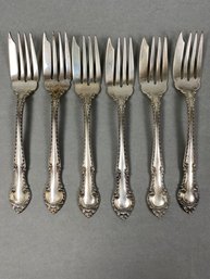 Six Sterling Silver Salad Forks By Gorham Silver In The English Gadroon Pattern, 225 Grams