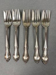 Five Sterling Silver Salad Forks By Gorham Silver In The English Gadroon Pattern, 187 Grams