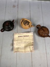 Intricate Yixing Zisha Clay Teapots- Includes A Cherry Blossom Theme, A Grape Theme, And A Pumpkin Theme