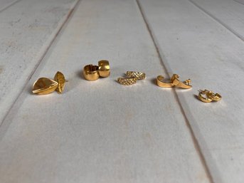 Five Wonderful Pairs Of Gold Earrings- Some Are Hoops And Some Are Studs