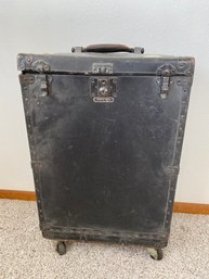 Vintage Black Traveling, Rolling Storage Display Case Or Suitcase By Fibre Products Manufacturing Co