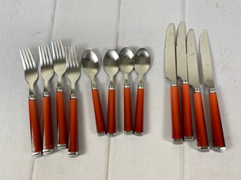 Fun Set Of Flatware With Plastic Handles For 4, Home Brand, Spoon, Fork, Knife