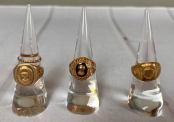 Set Of Four 10k Marked Vintage Gold Rings- Includes Three Class Rings