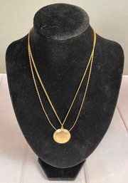 Two 14KT Gold Chains- One With A 10K Gold Pendant- 10 Grams