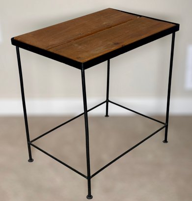 Wood Top And Wrought Iron Accent Table