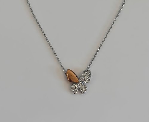 Gorgeous Swarovski Butterfly Pendent Necklace W/ Crystals