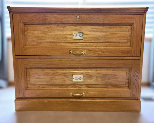 Solid Oak Wood Vintage File Cabinet