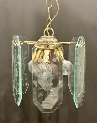 Beautiful Floral Etched Glass Chandelier