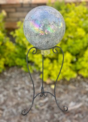 Iridescent Crackle Globe W/ Stand