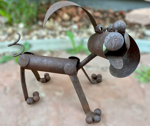 Recycled Scrap Metal Repurposed Dog Lawn Decor