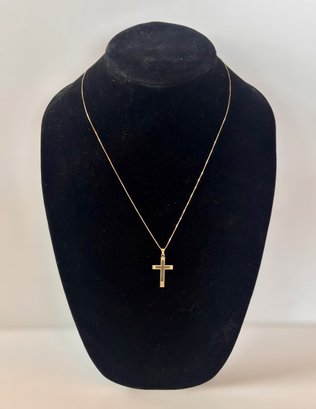 14k Gold Cross Pendent And Necklace