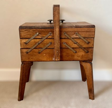 Vintage French Wood Sewing Box