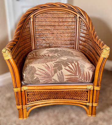 Stunning Ratana Club Arm Chair W/ Cushions 1 Of 4