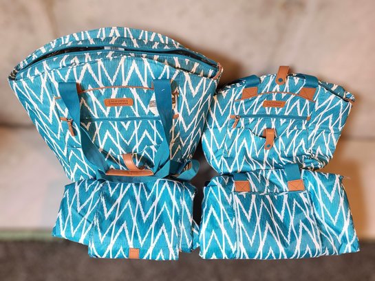 Turquoise And White Carrying Bag Collection