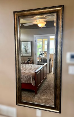 Large Full Length Mirror With Decorative Antiqued Gold Frame
